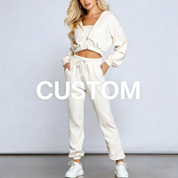 Ensemble sweat à capuche court et pantalon de jogging NEOHOPE avec logo personnalisé brodé, style Y2K, imprimé, en coton de haute qualité, fermeture éclair, corset, 2 pièces pour femme