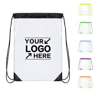 Custom Logo PVC Clear Draw String Bags for Sports Swimming Beach Bagpack See Through Transparent Rucksack <b>Drawstring</b> <b>Backpack</b> - Product Image 1