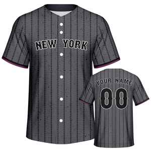 Nuevo Diseño, Camiseta de Béisbol Estampada 100% Poliéster con Rayas Negras, Camiseta de Béisbol Personalizada Unisex con Cuello en V, Transpirable y de Secado Rápido - Product Image 1