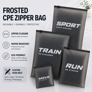 Custom Transparent Plastic Clothing CPE Ziplock Package <b>Bag</b> Frosted Zipper <b>Bag</b> With Logo <b>Zip</b> <b>Zip</b> Lock <b>Bag</b> - Product Image 1