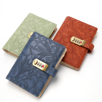 Elegante Libro de Almacenamiento de Joyas de Cuero PU con Diseño Floral, Cierre de Contraseña Metálico Seguro y Bolsillos