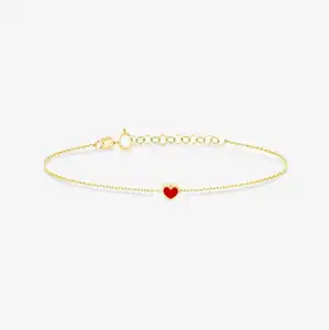 Inspire Minimalist Stainless Steel Jewelry Unisex new fashion Tiny Heart Bracelet with Red Enamel Women's Jewelry Gift Wholesale