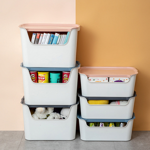 Wholesale Plastic Container Box Visual Organizer Makeup Stackable Plastic Storage Bin Box With Lid