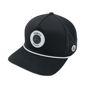 5 Panel High Quality Unisex Casual Wear Golf Hat With Custom Rubber Logo Sporty Laser Cut Holes - Product Image 2