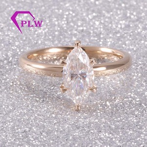 Anillo de oro amarillo de 14 quilates Anillo de diamantes Moissanite Anillo de compromiso de oro macizo de <span class=keywords><strong>1</strong></span>.5 quilates Marquesa - Product Image 5