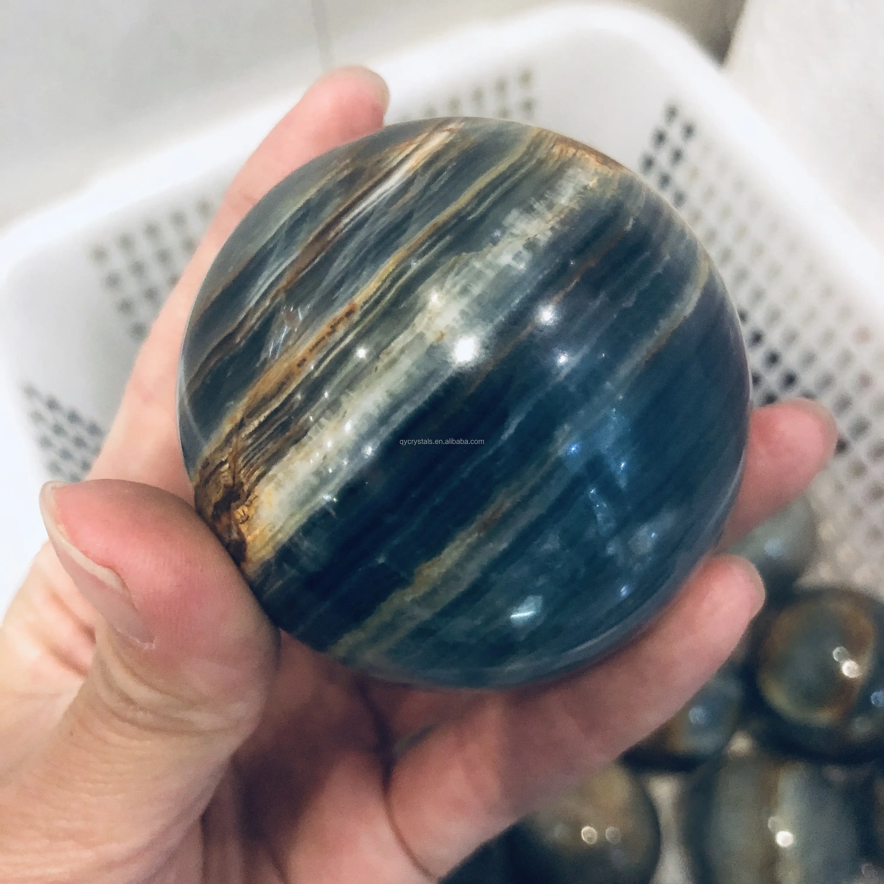 Natural Crystal Quartz Bal Hoge Kwaliteit Blue Onyx Bol Fengshui Healing Stones Folk Ambachten