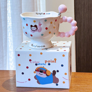 Mug en céramique ludique pour chien avec poignée et cuillère, design de dessin animé, pour le petit-déjeuner, le café, cadeau - Product Image 3