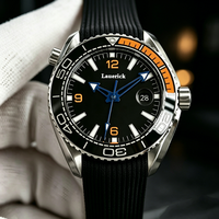 Montre mécanique automatique classique pour homme, cadran orange-noir, sportive, multifonctionnelle, plongée, entièrement automatique