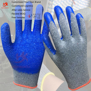 Yüksek kaliteli endüstriyel lateks kaplı hafif güvenlik 13 ölçer pamuk-polyester lateks eğilim eldiven Guantes Palma De - Product Image 1
