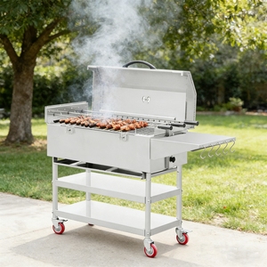 Parrilla Profesional de Acero Inoxidable Santa María, Brasero <span class=keywords><strong>Argentino</strong></span> para Exteriores, Parrilla de Carbón Pulido - Product Image 2