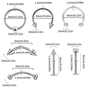Lote de 30 Piezas de Joyería para <span class=keywords><strong>Piercing</strong></span> Corporal de Acero Inoxidable 316L al por Mayor Anillo para Nariz Barra para Lengua Ceja Labret Perno Herradura CBR - Product Image 4