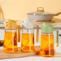 Botol Semprot Minyak Zaitun 2-in-1 Aksesoris BBQ Camping, Dispenser Minyak Kaca 16oz, Dapur Modern Mewah 2026, Ramah Lingkungan