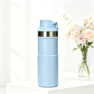 <span class=keywords><strong>Bouteille</strong></span> d'eau de sport de luxe en acier inoxydable de 500 ml, nouveau design, avec gobelet à <span class=keywords><strong>action</strong></span> déclencheur classique, tasse de voyage - Product Image 6