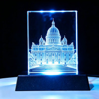 Manufacturer Wholesale K9 Blank Crystal Blocks Laser Engrave 3D Family Photo Frame With LED Base for XTool UV Machine