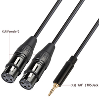 Câble audio Y-splitter Yinyu AC030M 3,5 mm TRS vers double XLR femelle, câble audio OFC blindé à faible bruit pour interface audio de mixeur