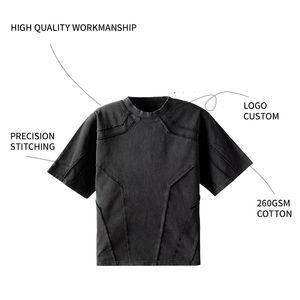 T-Shirt di Lusso con Effetto Acid Wash 100% Cotone Vestibilità Oversize Pesante Moda Streetwear Alta Qualità Design Personalizzato per Uomo - Product Image 2