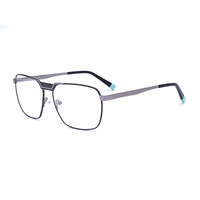 Monturas de Gafas Ópticas Rectangulares de Metal con Diseño Moderno 2024, Patrón Geométrico, Gafas de Negocios para Hombre, 4 Colores, Venta al Por Mayor de Fábrica