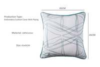 Housse de coussin décorative en coton brodée de fils abstraits, sur mesure en usine, pour la vente en gros