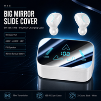 Écouteurs sans fil intra-auriculaires TWS M48 avec affichage LED, miroir de maquillage coulissant, étui de chargement, Bluetooth V5.4, pilote F10 pour femmes, stéréo gaming
