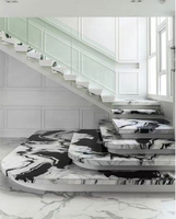 Marchepieds d'escalier en marbre personnalisés bon marché Carreaux de pierre naturelle Marchepieds d'escalier en carreaux noirs ou blancs