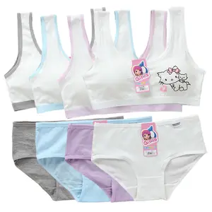 Kids Sports Bra Panties Underwear Teenage Girls Cotton Padded Training Bra + Panties Cotton Girls Bra And Panty Sets