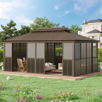 Pavillon Bioclimatique de Luxe en Aluminium avec Toit Rigide et Murs Coulissants Verrouillables pour Extérieur - Salle de Soleil Permanente pour Cour