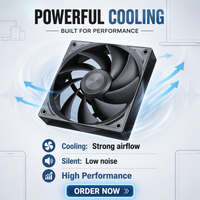 Ventilateur de boîtier 120 mm à haut débit d'air avec dissipateur thermique en plastique, roulement fluide PWM 4 broches, fonctionnement silencieux pour PC de jeu de bureau