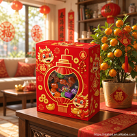 Boîte à bonbons personnalisée avec logo imprimé, en forme de lanterne, avec fenêtre, en papier, pour le Nouvel An chinois, pour les fêtes du Nouvel An lunaire