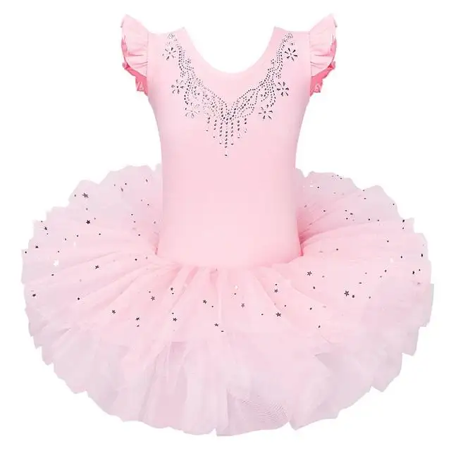 Vestido tutu de spandex romântico para bebês meninas, roupa de cor sólida com estampa personalizada para performance de dança de balé