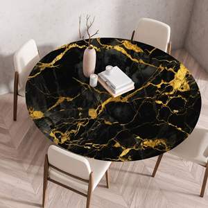 Wholesale <strong>Marble</strong> Printed <strong>Dining</strong> <strong>Table</strong> Cloth Waterproof Elastic Round <strong>Table</strong> Cover - Product Image 4