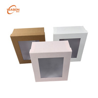 Boîte rigide de luxe réutilisable en papier avec fenêtre transparente en PVC, ruban en organza et nœud, estampage en relief, pour cadeau de mariage