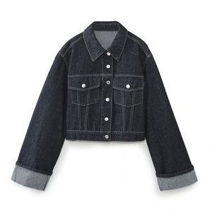Veste en jean décontractée pour <span class=keywords><strong>femme</strong></span> HANO, col rabattu, poches sur le devant, manches longues, tendance - Product Image 2