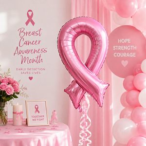 Ballons en feuille d'aluminium rose de 42 pouces pour la sensibilisation au <span class=keywords><strong>cancer</strong></span> du <span class=keywords><strong>sein</strong></span>, décoration de fête pour la Moisson de la Conscience du <span class=keywords><strong>Cancer</strong></span> du <span class=keywords><strong>Sein</strong></span> - Product Image 5