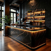 Comptoir de bar incurvé sur mesure pour café, comptoir en marbre, comptoir de bar de restaurant moderne et luxueux