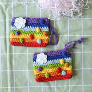 Bolso <span class=keywords><strong>de</strong></span> mano <span class=keywords><strong>de</strong></span> verano tejido a mano, pequeño, <span class=keywords><strong>de</strong></span> lana, hecho a crochet, producto terminado tejido a mano para niñas - Product Image 2