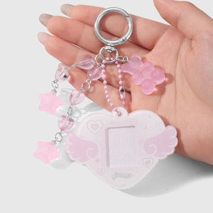 Porte-clés et pendentif de sac <span class=keywords><strong>en</strong></span> résine rose, motif ours mignon avec ailes <span class=keywords><strong>d</strong></span>'étoile et cadre <span class=keywords><strong>photo</strong></span> <span class=keywords><strong>d</strong></span>'amour - Product Image 5