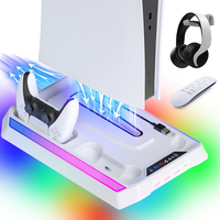 PLAYX Nouveau ventilateur de refroidissement multifonctionnel avec support vertical et station de charge pour console PS5 édition numérique et disque