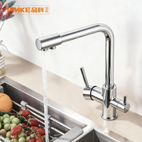 Robinet purificateur d'eau domestique à montage sur comptoir, pour eau potable directe, à osmose inverse, en laiton et céramique, monotrou, rotatif, à double poignée