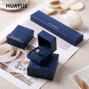 Huayue изготовленный на заказ синий роскошный бумажный пластиковый комплект ювелирных изделий упаковочная коробка с логотипом - Product Image 4