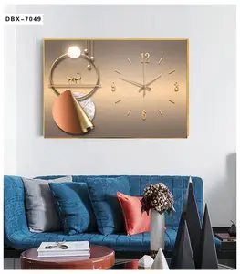Light Luxury Aluminum Alloy Crystal Elk Sofa Background Large Size Banner Decoration Wall Art Canvas Painting wall clock