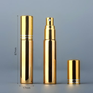 10ml 전기 도금 유리 향수 샘플 스프레이 병 휴대용 리필 가능 미니 분무기 병 이중 접촉 뚜껑 포함 - Product Image 5
