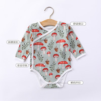 Jumpsuit bayi katun, jumpsuit lengan panjang kasual untuk bayi baru lahir, ukuran penutup kancing 12-18 bulan, Model baru musim gugur 100%