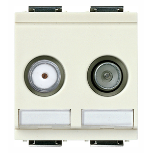 <b>TV</b>-RD-SAT Socket 2 Outputs White 5.1x4.3x5.3 Cm <b>Wiring</b> Accessory - Product Image 1