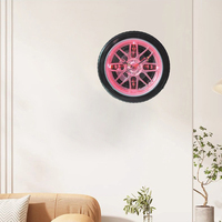 Design de mode Grande taille Reloj De Pared Lumière LED Forme de pneu Horloge murale décorative