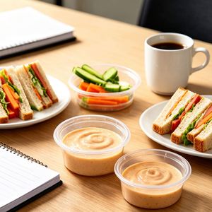 Gobelet à sauce en plastique jetable avec couvercle à fermeture à pression, récipient en PP pour les portions, pour les condiments de restaurant - Product Image 1