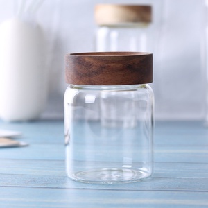 High quality honey glass jar, glass jar with wooden top - Product Image 5