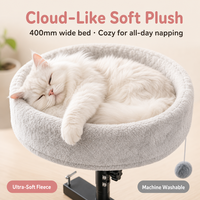 Lit suspendu pour chat pour fenêtre de bureau, perchoir en peluche réglable en hauteur à fixer avec une boule jouet et un design peu encombrant