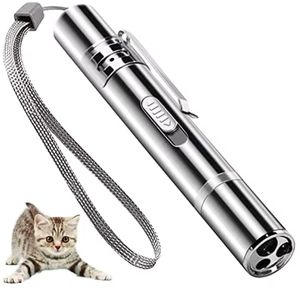 USB ricaricabile viola luce gatto giocattolo Multi-Pattern Laser Teaser divertente penna gatto in plastica resistente movimento interattivo per animali domestici cani - Product Image 1