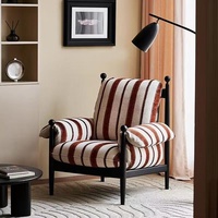 Fauteuil Chiwu de style français, fauteuil d'appoint avec dossier en bois massif, design du milieu du siècle, fauteuil de luxe léger et confortable pour salon