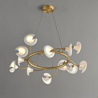 Lustre suspendu en céramique et laiton de style campagnard avec hauteur réglable, finition dorée, protection des yeux, pour salon